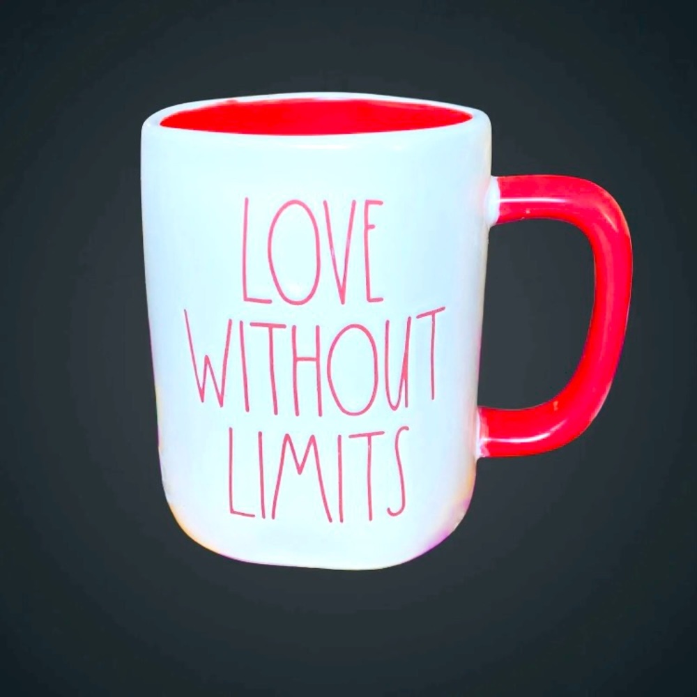 RAE DUNN “LOVE without LIMITS” Coffee Tea MUG 202 GIFT Valentines Pride Red LGBT